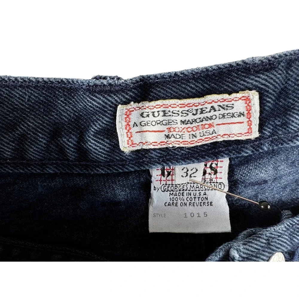 Guess Jeans Mens 32 Blue Denim Stretch Y2k Streetwear Grunge Americana Ankle Zip